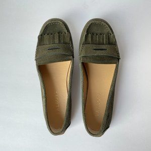 Talbots Genuine Suede Olive Green Driving Moccasin Loafers